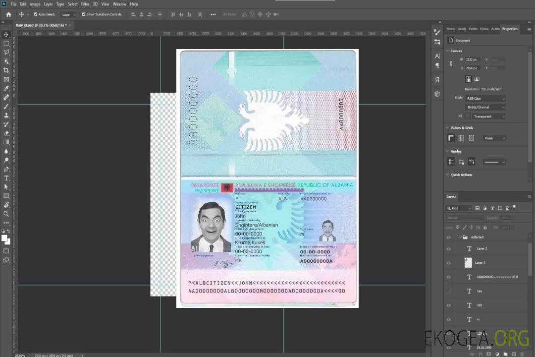 Passeport Albanie template Passeport Albanie template